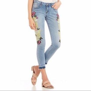 William Rast Floral Ankle Skinny Frayed Hem Jeans